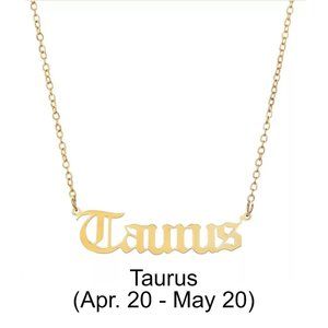 Taurus  Zodiac in Old English Font Astrology Star Sign Pendant Necklace